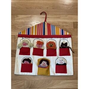 Vintage Crochet Finger Puppets Set of‎ 7 Animals People Circus Hanging Handmade